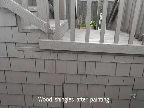 painted shingles close-up